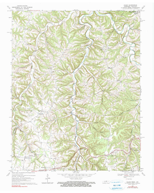 Classic USGS Galen Tennessee 7.5'x7.5' Topo Map Image