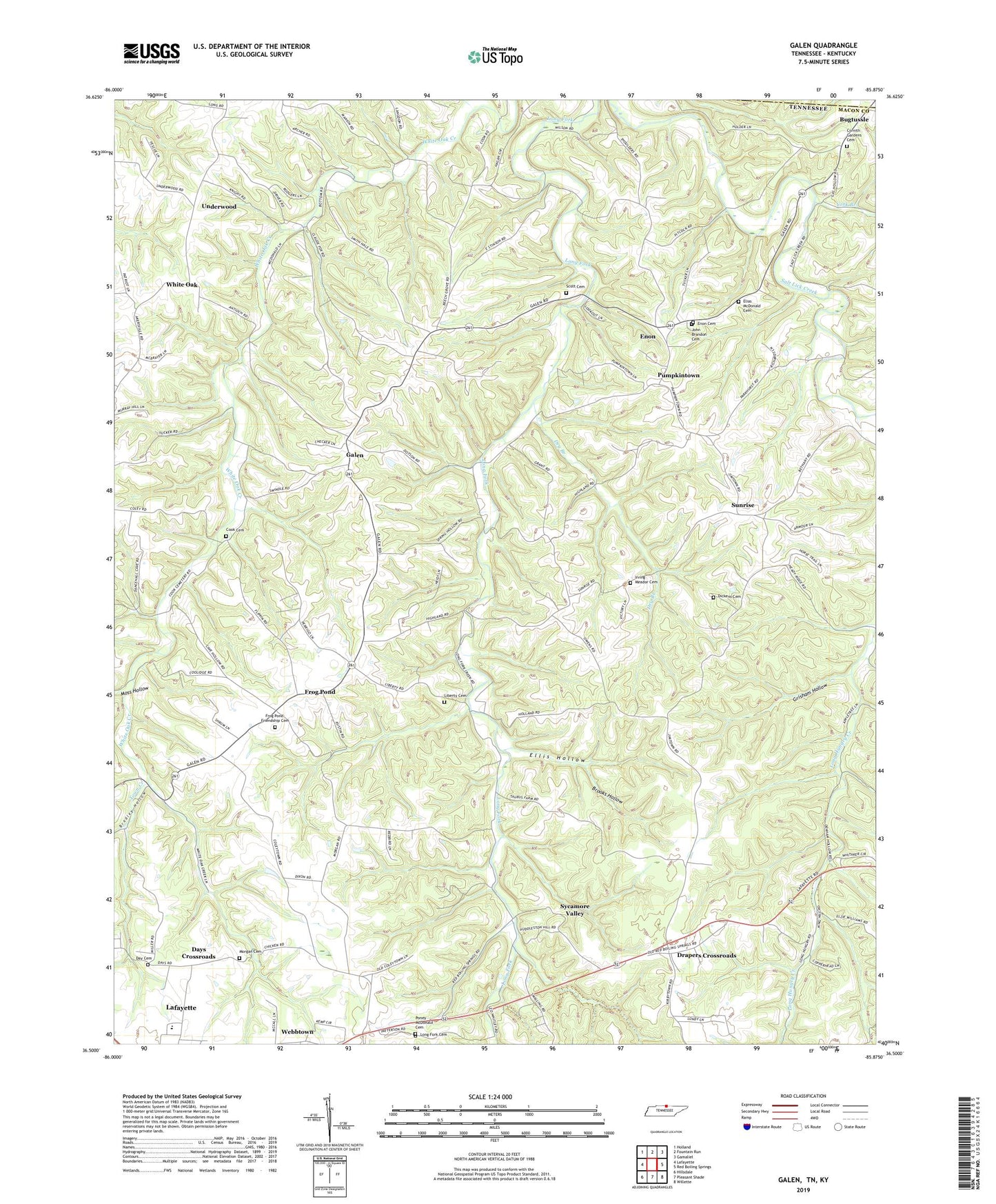 Galen Tennessee US Topo Map Image
