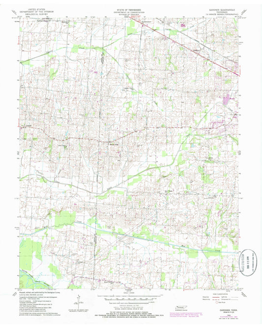 Classic USGS Gardner Tennessee 7.5'x7.5' Topo Map Image