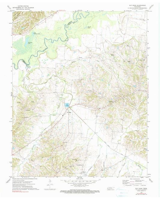 Classic USGS Gilt Edge Tennessee 7.5'x7.5' Topo Map Image