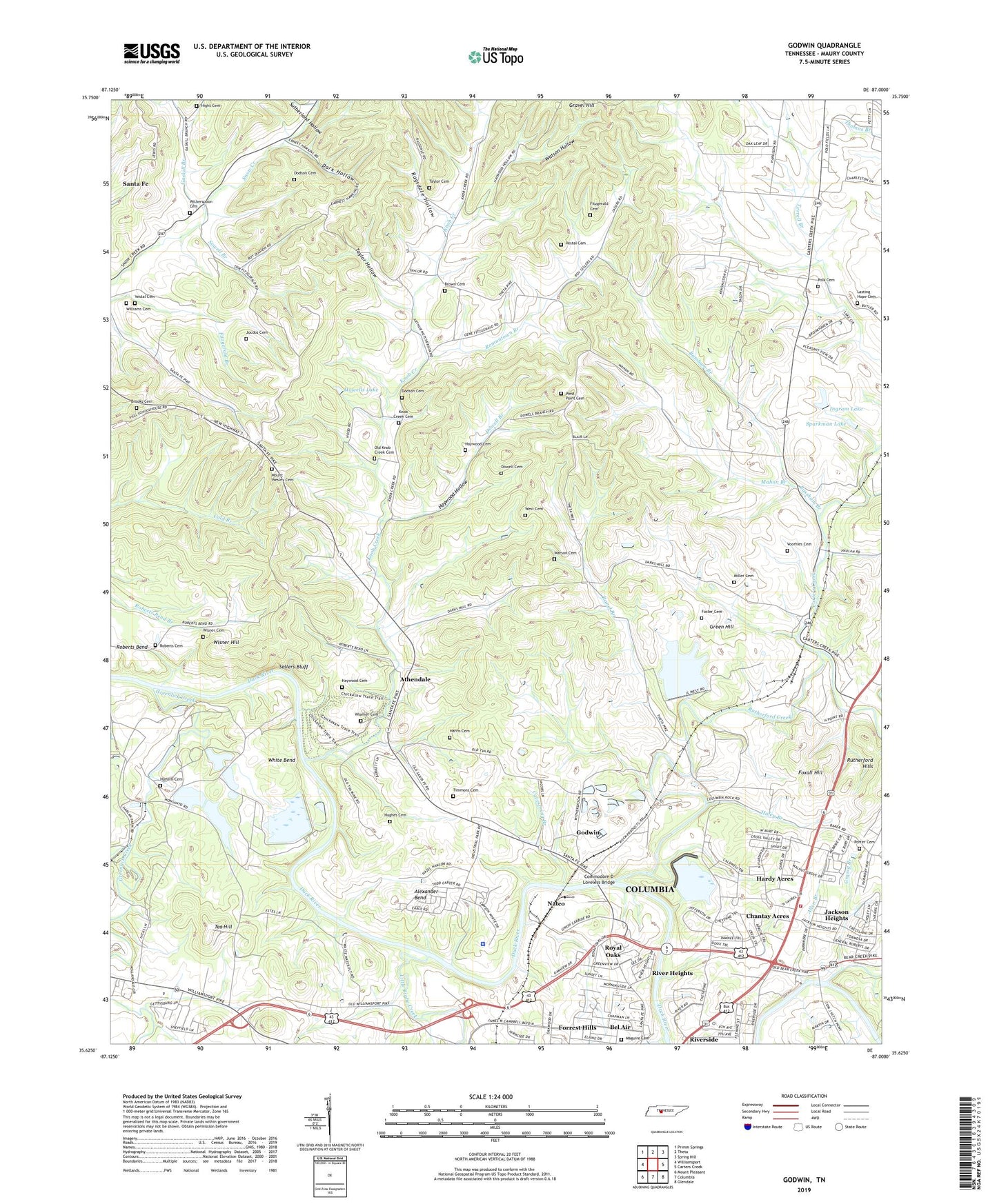 Godwin Tennessee US Topo Map Image