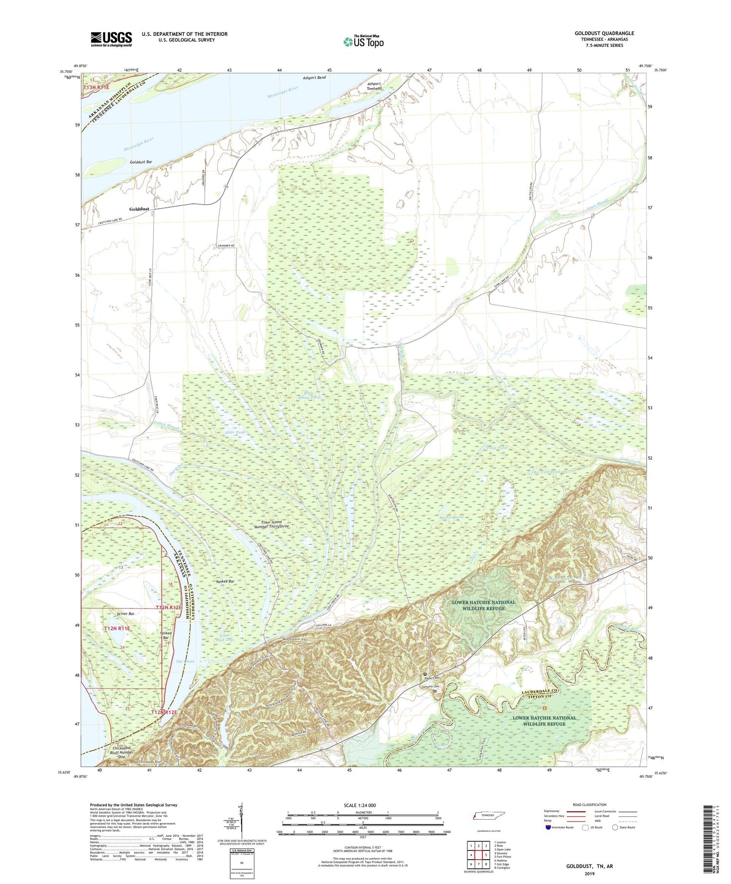 Golddust Tennessee US Topo Map Image