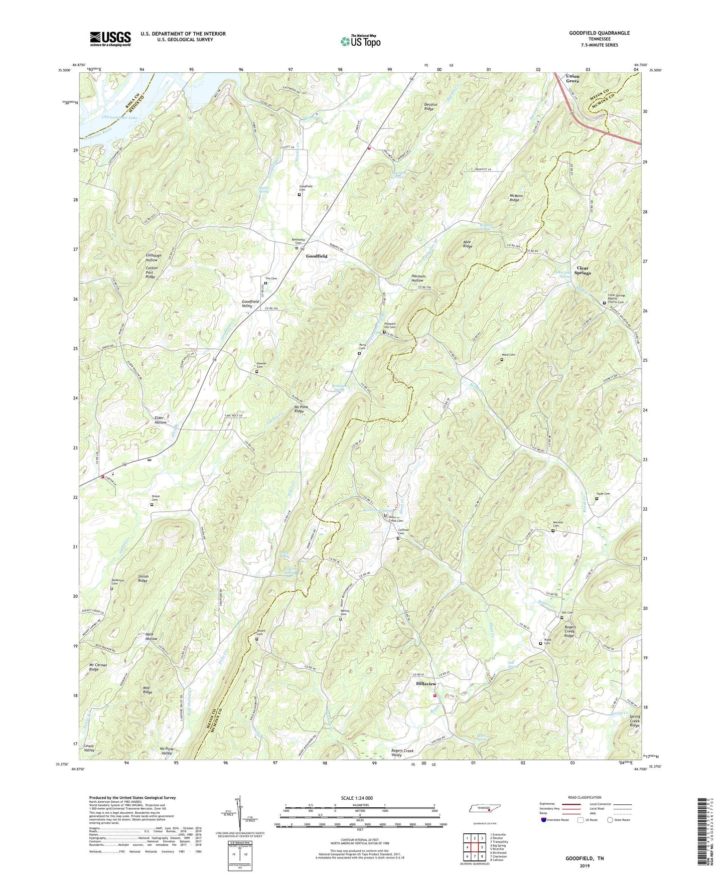 Goodfield Tennessee US Topo Map Image
