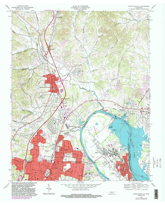 Classic USGS Goodlettsville Tennessee 7.5'x7.5' Topo Map Image
