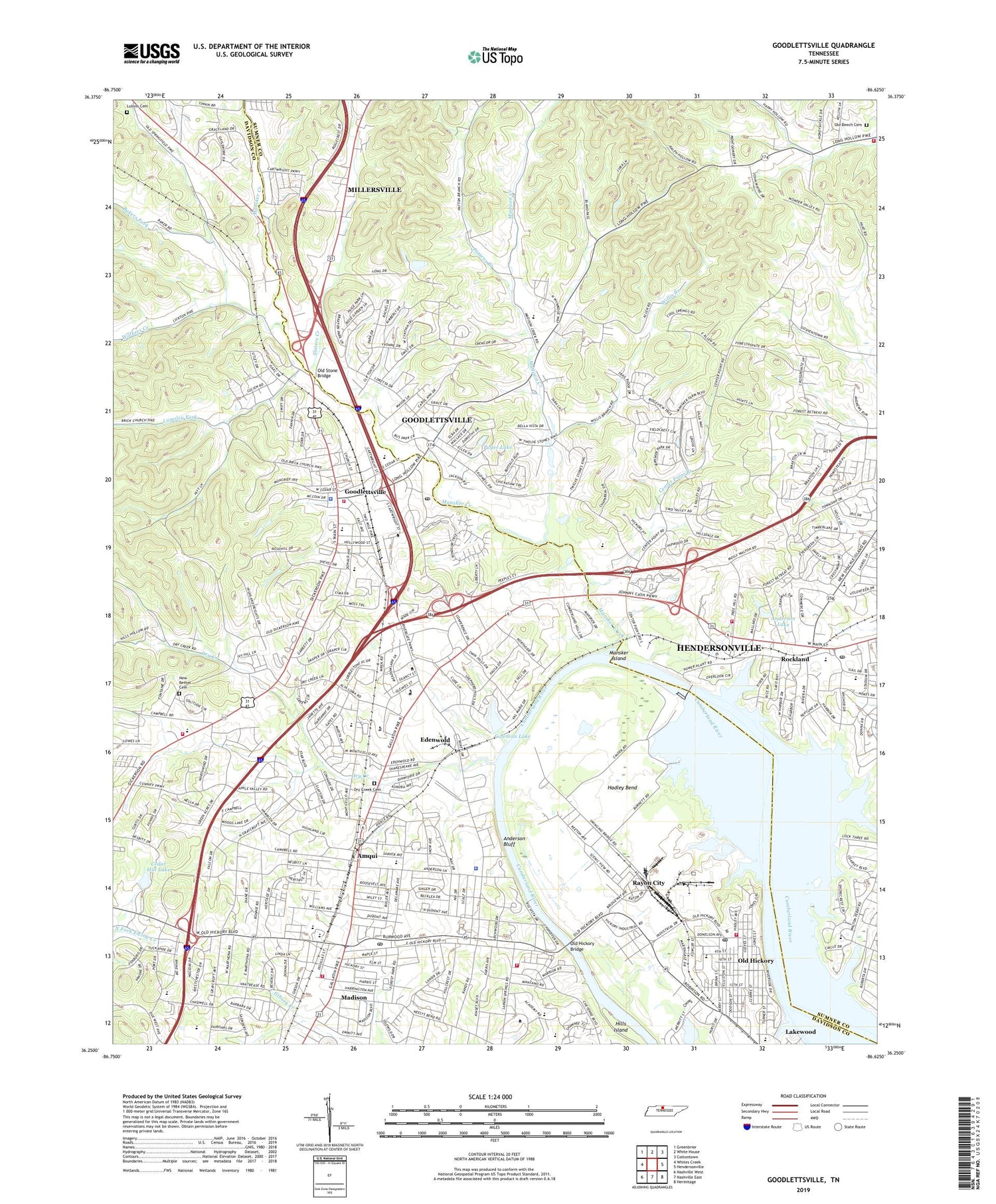 Goodlettsville Tennessee US Topo Map Image