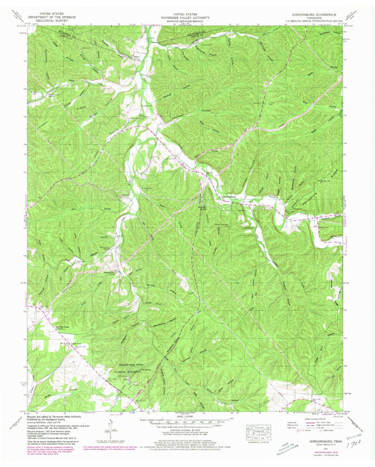 Classic USGS Gordonsburg Tennessee 7.5'x7.5' Topo Map Image