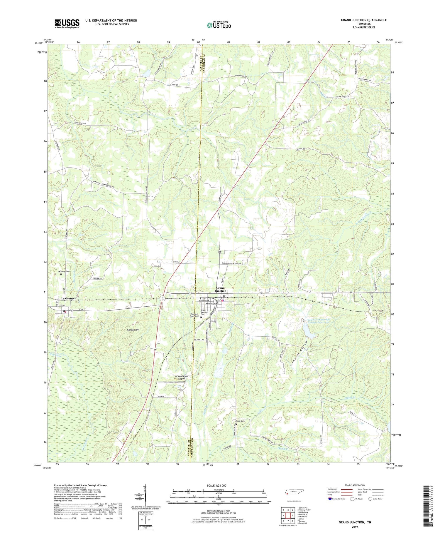 Grand Junction Tennessee US Topo Map Image