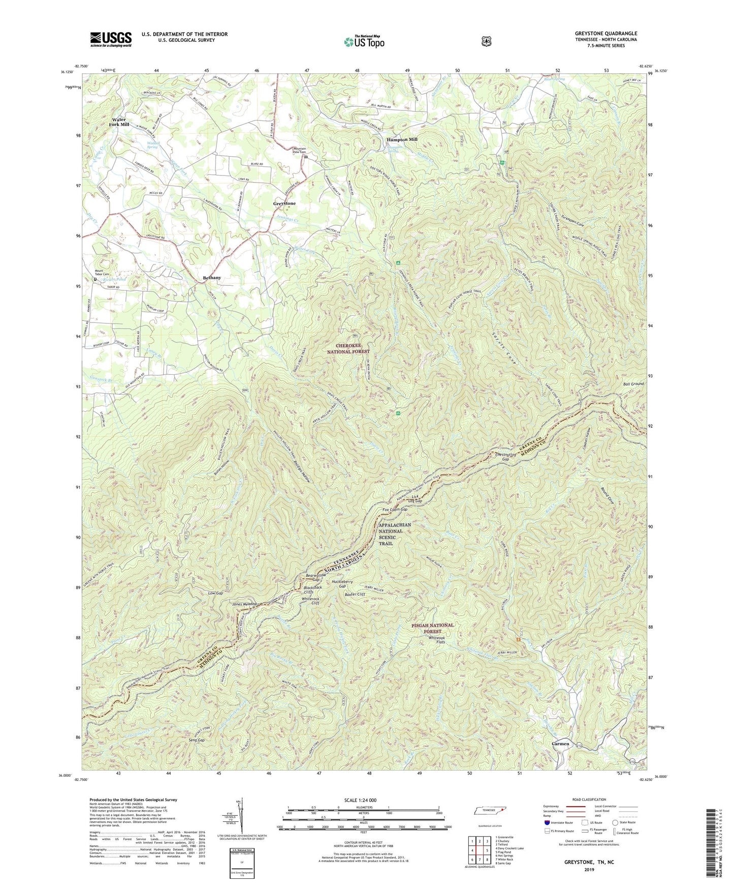 Greystone Tennessee US Topo Map Image
