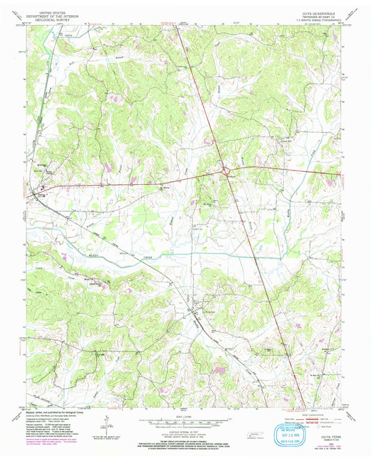 Classic USGS Guys Tennessee 7.5'x7.5' Topo Map Image