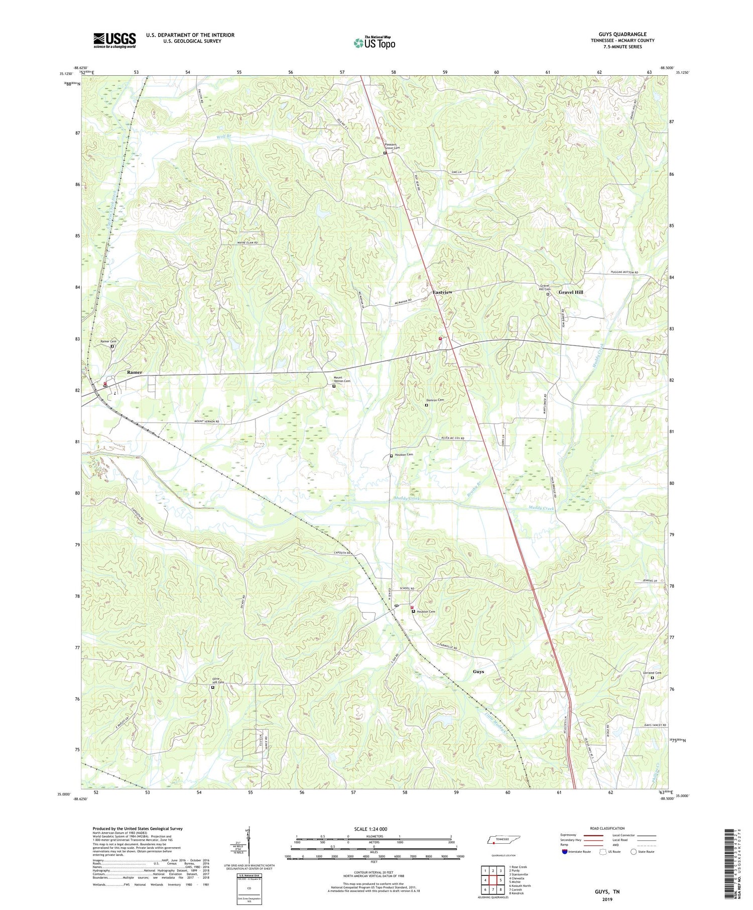 Guys Tennessee US Topo Map Image