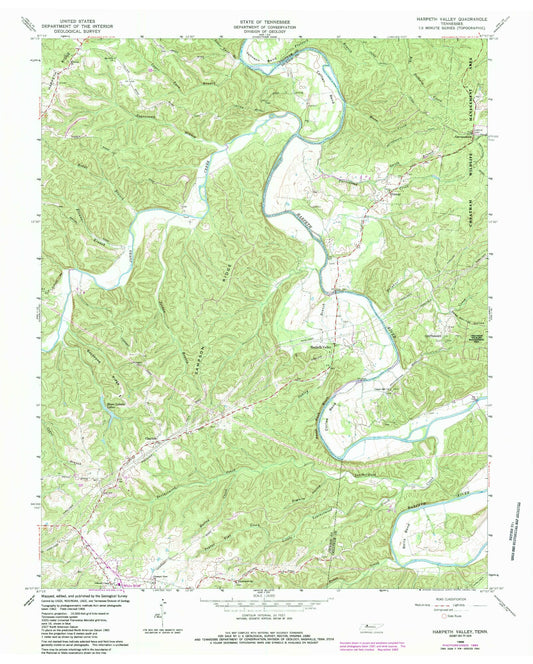 Classic USGS Harpeth Valley Tennessee 7.5'x7.5' Topo Map Image