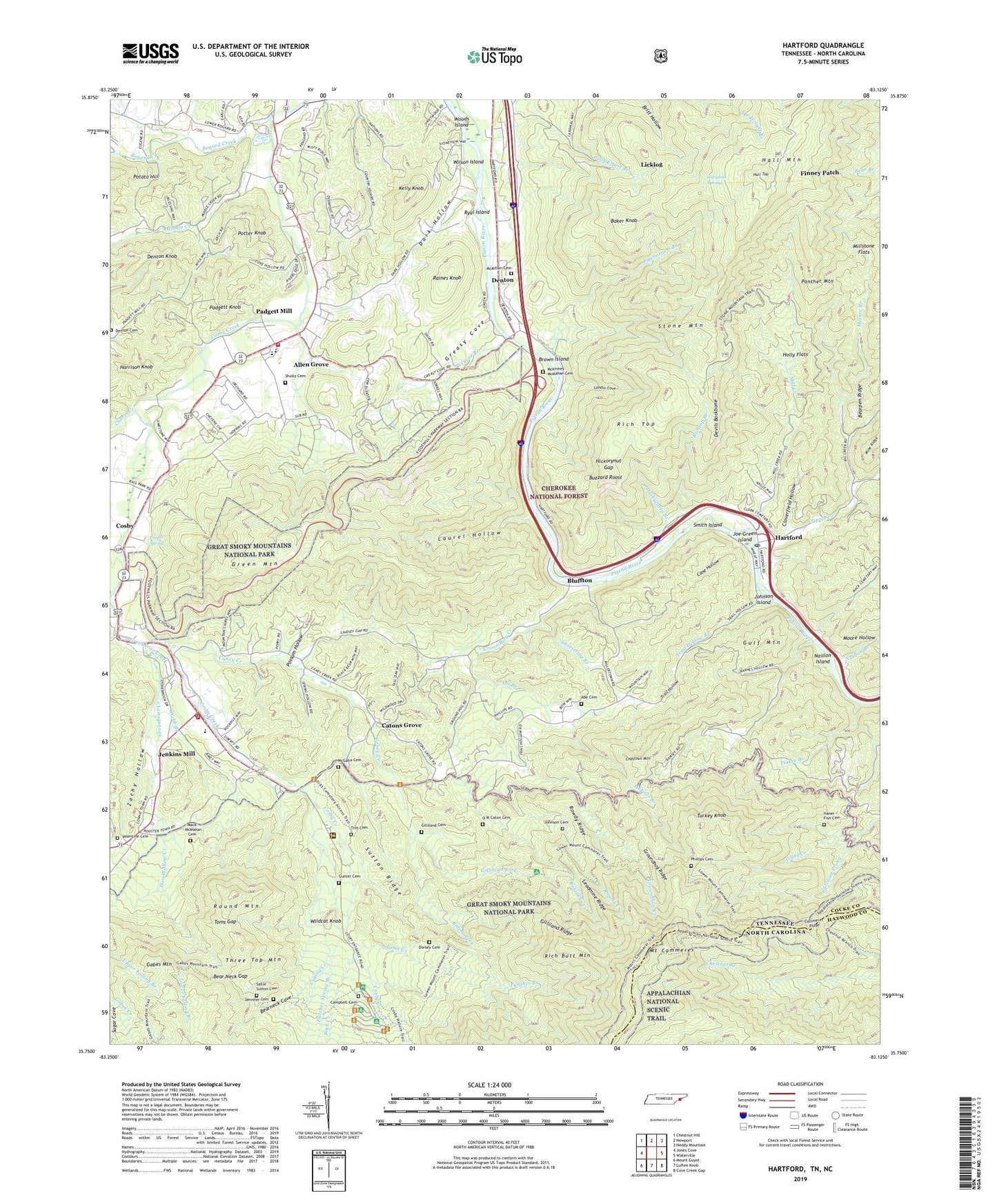 Hartford Tennessee US Topo Map Image