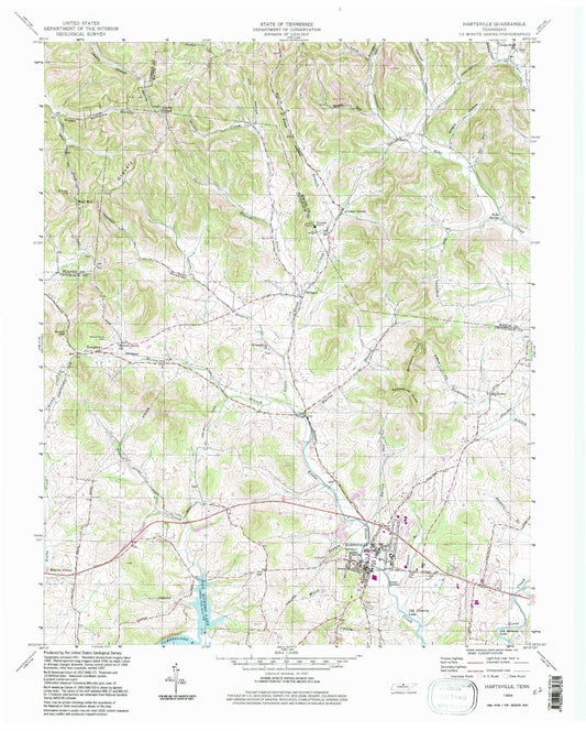 Classic USGS Hartsville Tennessee 7.5'x7.5' Topo Map Image