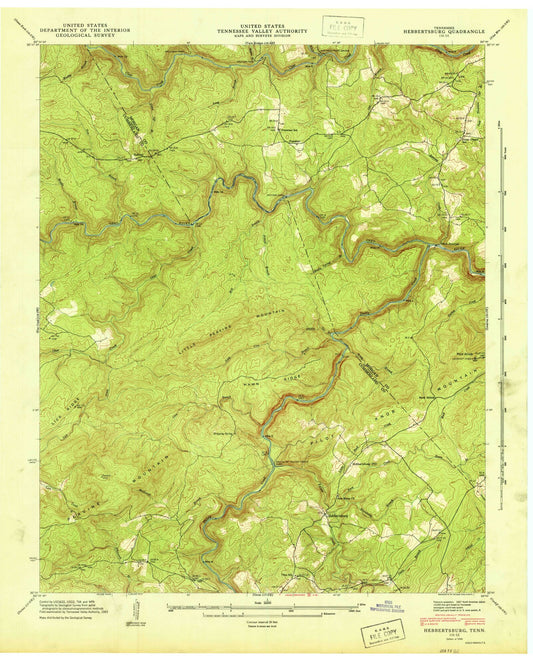 Classic USGS Hebbertsburg Tennessee 7.5'x7.5' Topo Map Image