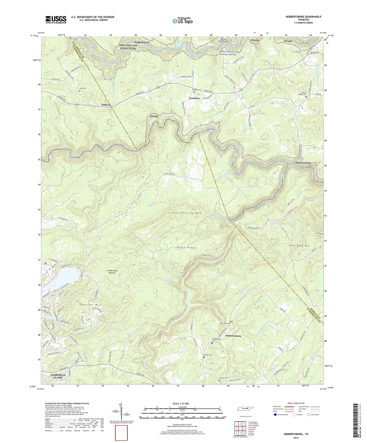 Hebbertsburg Tennessee US Topo Map Image