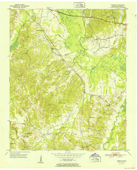 Classic USGS Hebron Tennessee 7.5'x7.5' Topo Map Image