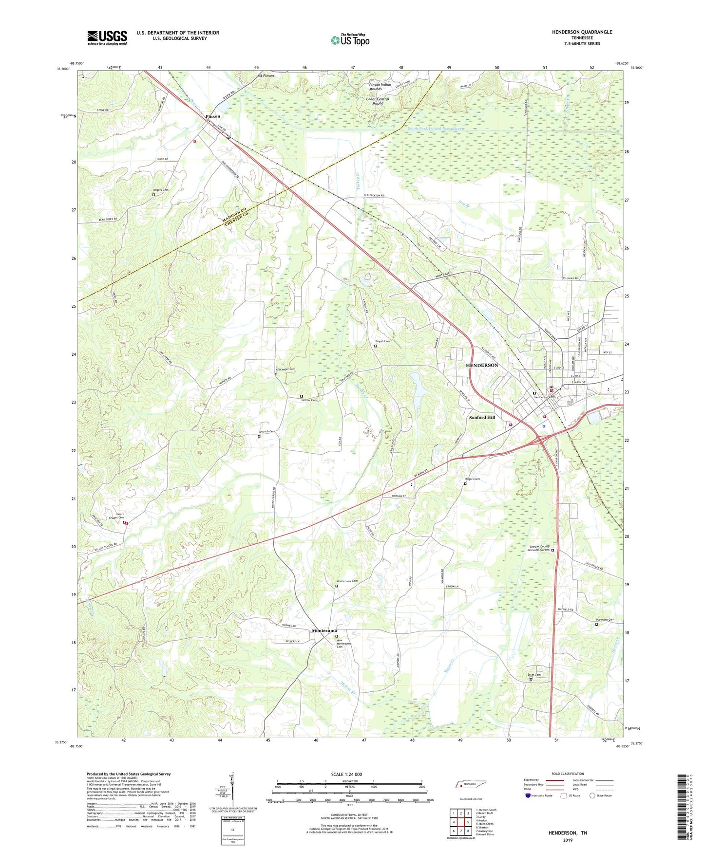 Henderson Tennessee US Topo Map Image