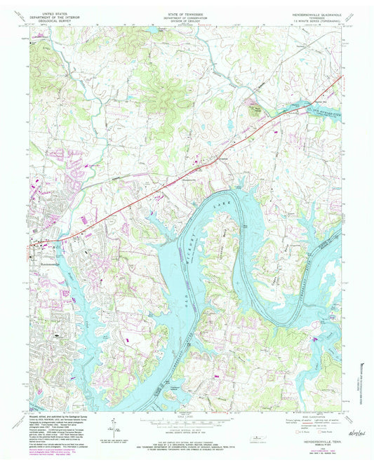 Classic USGS Hendersonville Tennessee 7.5'x7.5' Topo Map Image