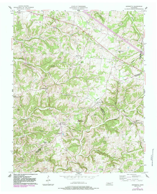 Classic USGS Henrietta Tennessee 7.5'x7.5' Topo Map Image