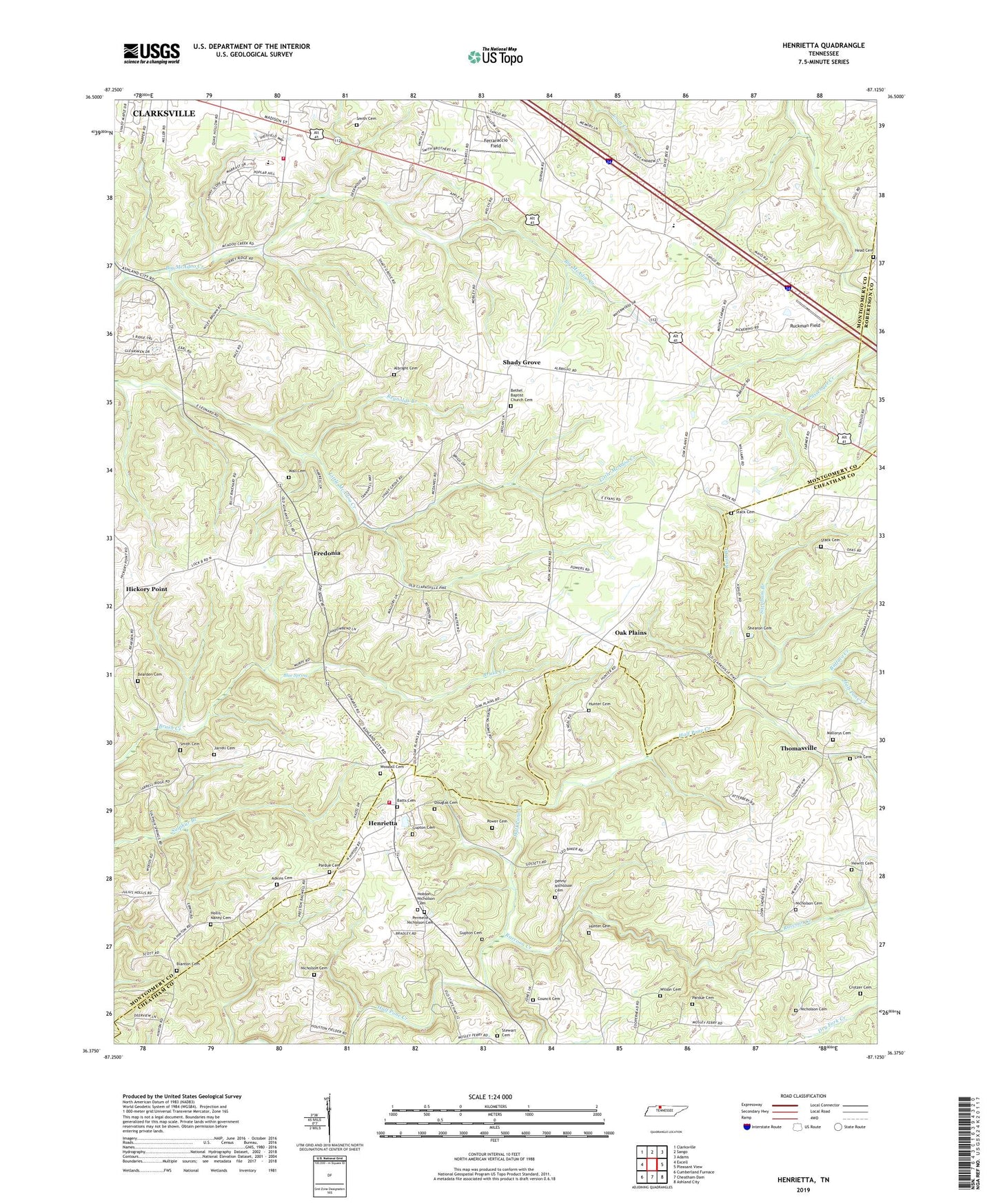 Henrietta Tennessee US Topo Map Image