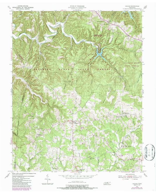 Classic USGS Hilham Tennessee 7.5'x7.5' Topo Map Image