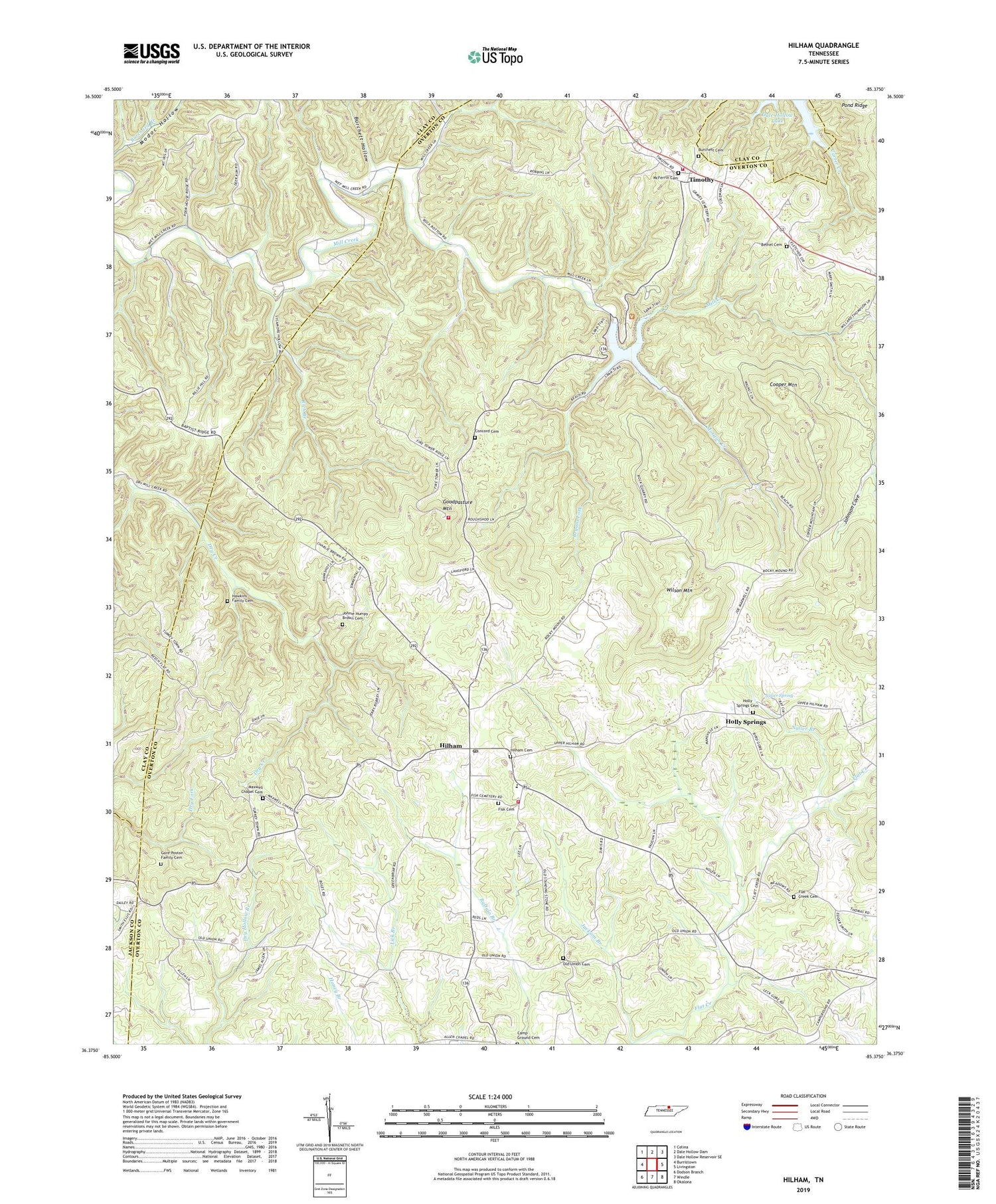 Hilham Tennessee US Topo Map Image