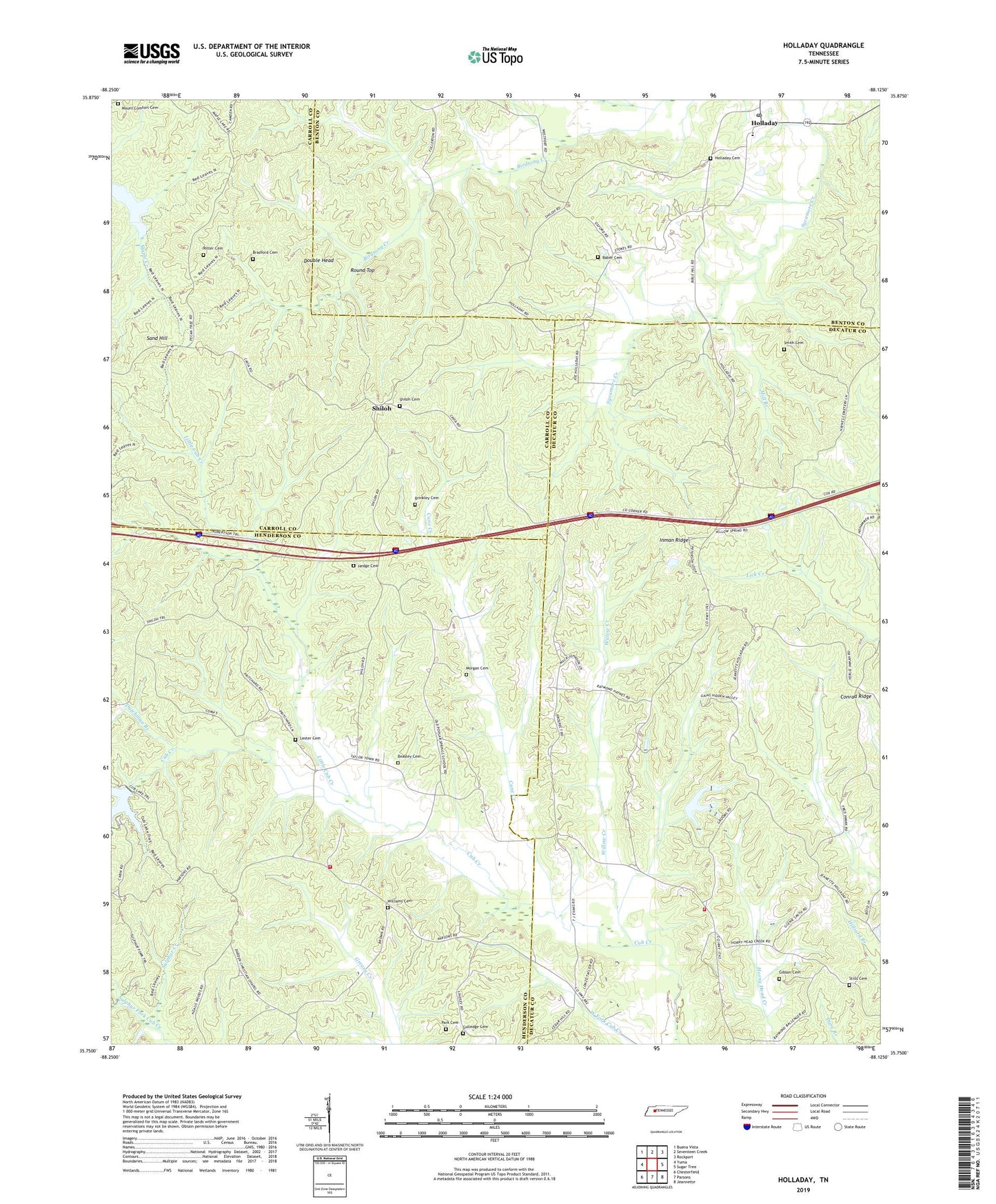Holladay Tennessee US Topo Map Image