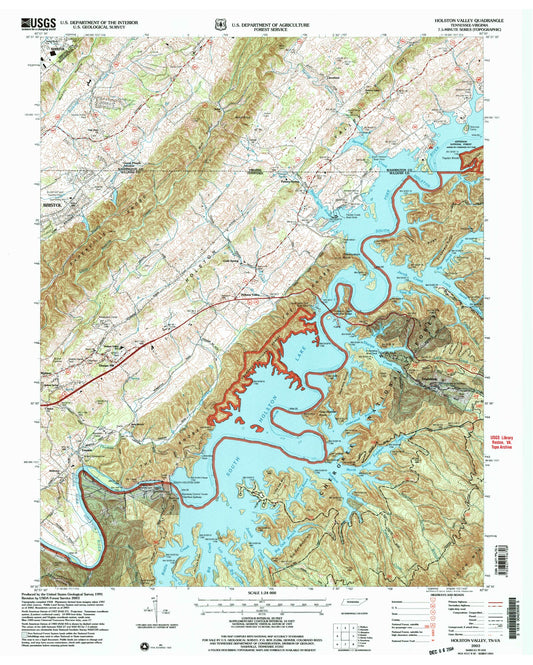 Classic USGS Holston Valley Tennessee 7.5'x7.5' Topo Map Image