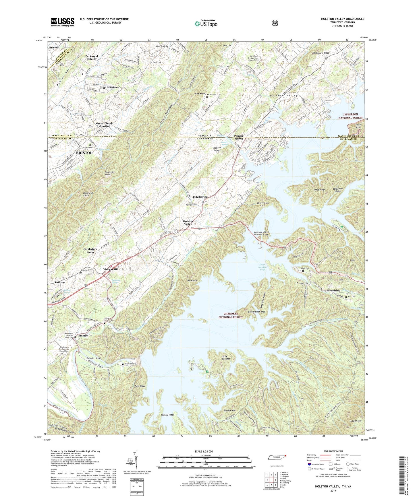 Holston Valley Tennessee US Topo Map Image