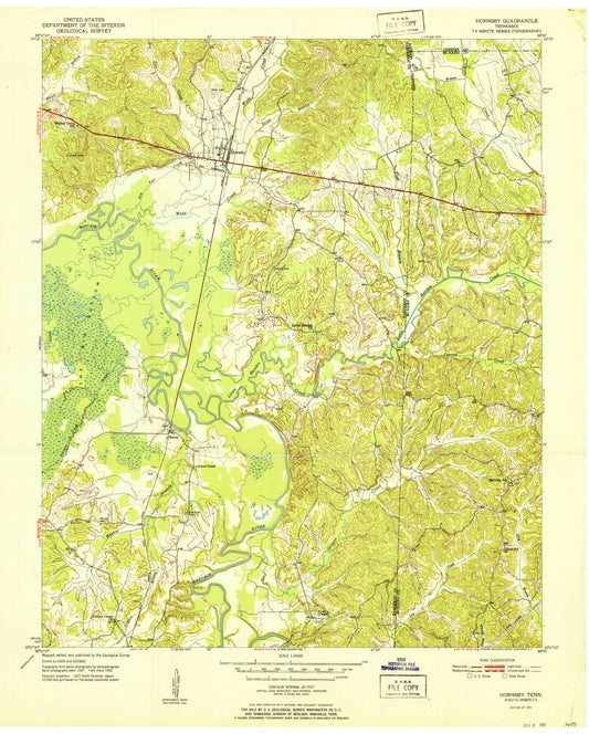 Classic USGS Hornsby Tennessee 7.5'x7.5' Topo Map Image