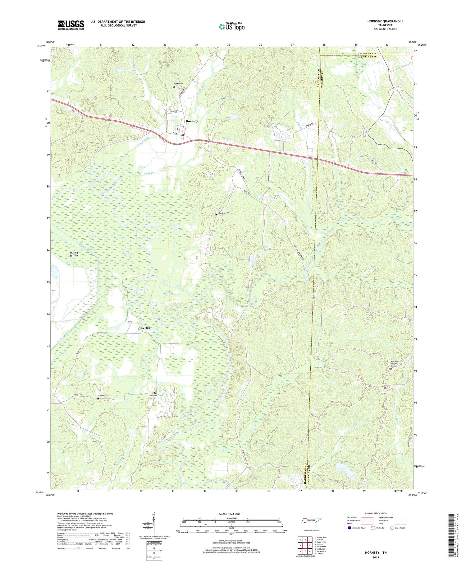 Hornsby Tennessee US Topo Map Image