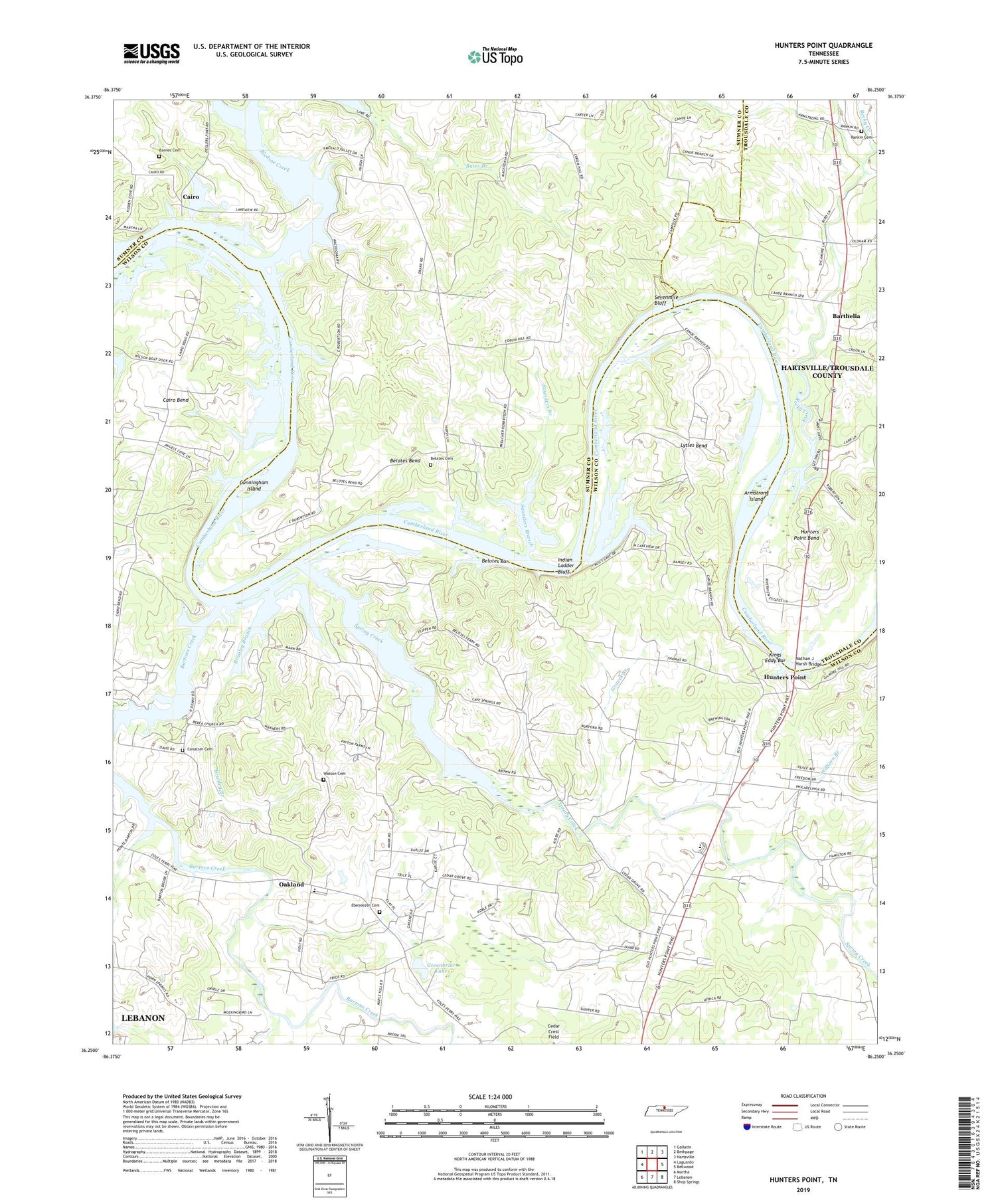 Hunters Point Tennessee US Topo Map Image