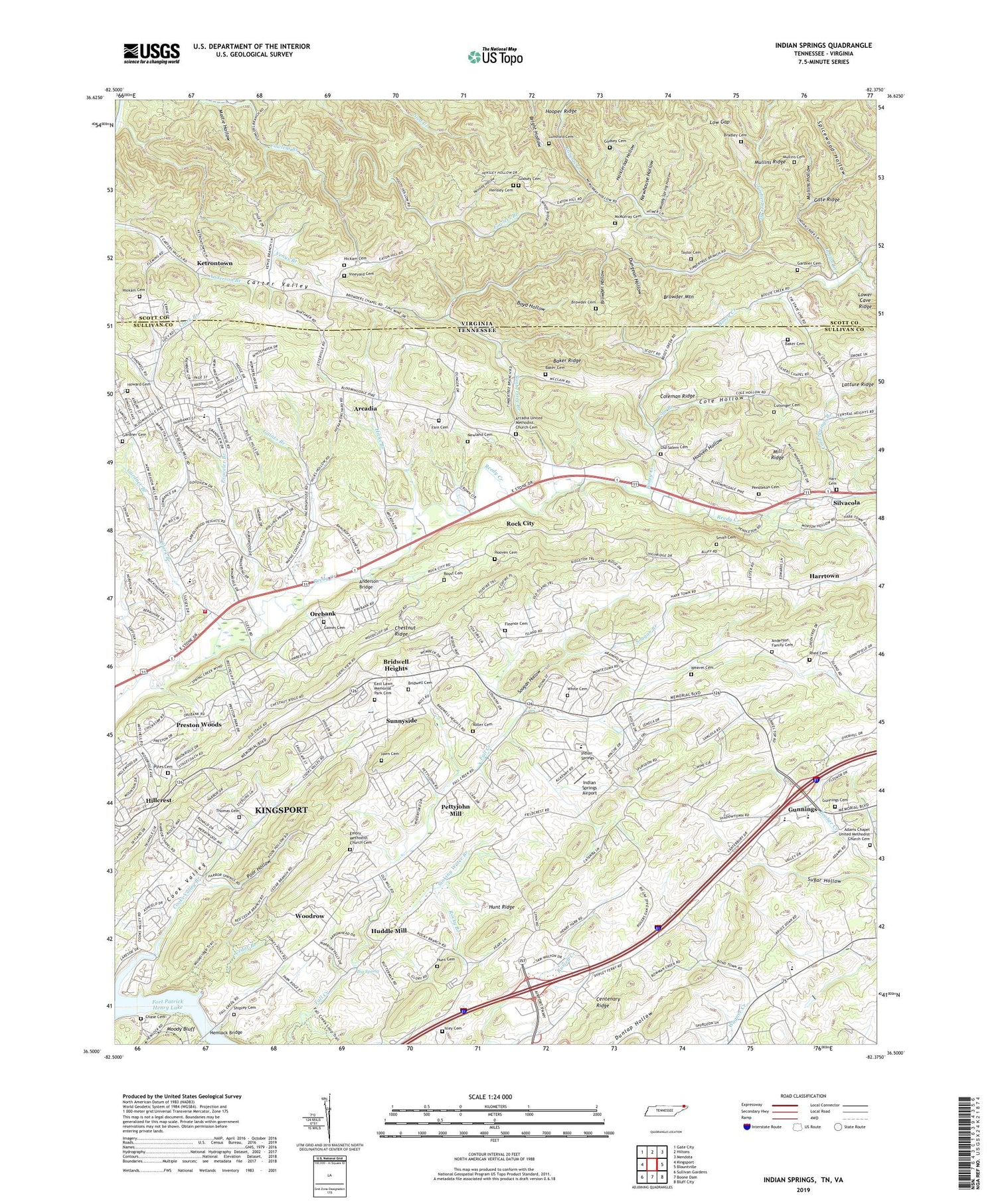 Indian Springs Tennessee US Topo Map Image