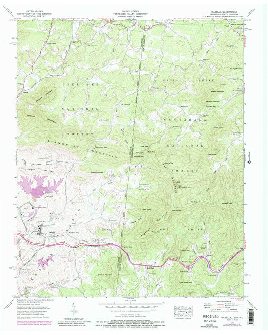 Classic USGS Isabella Tennessee 7.5'x7.5' Topo Map Image