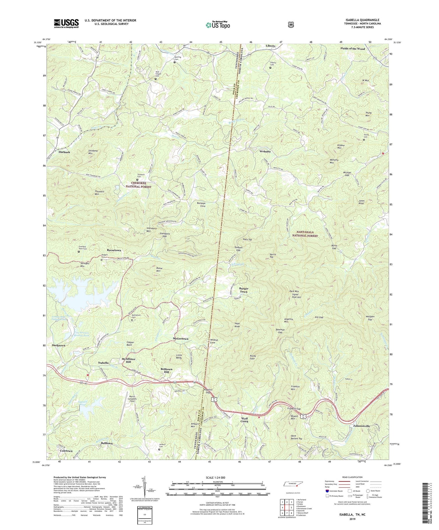 Isabella Tennessee US Topo Map Image