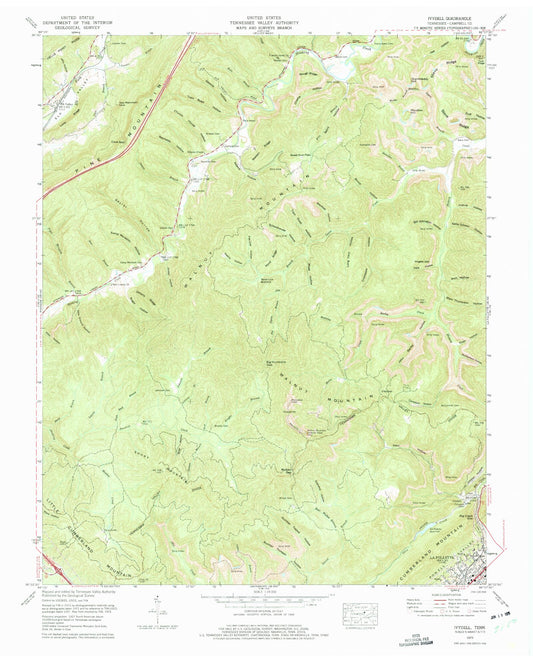 Classic USGS Ivydell Tennessee 7.5'x7.5' Topo Map Image