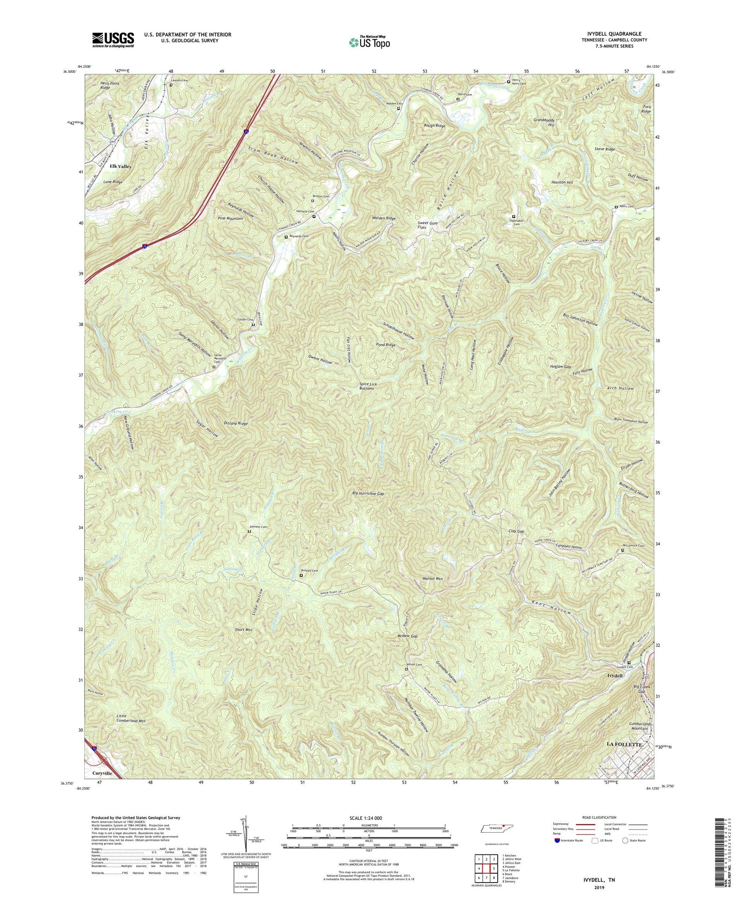 Ivydell Tennessee US Topo Map Image