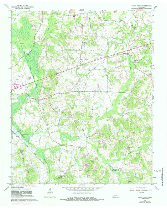 Classic USGS Jacks Creek Tennessee 7.5'x7.5' Topo Map Image