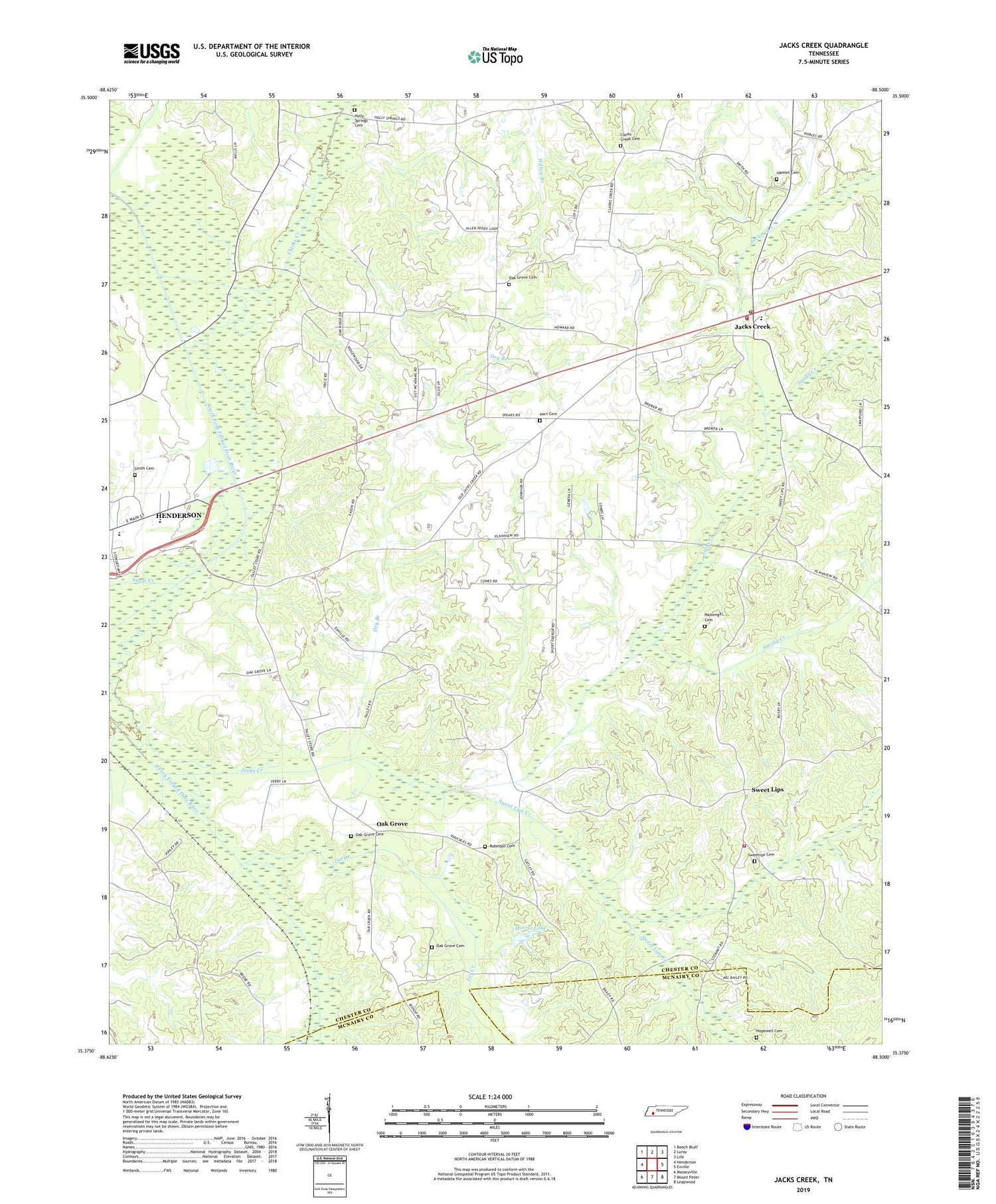 Jacks Creek Tennessee US Topo Map Image