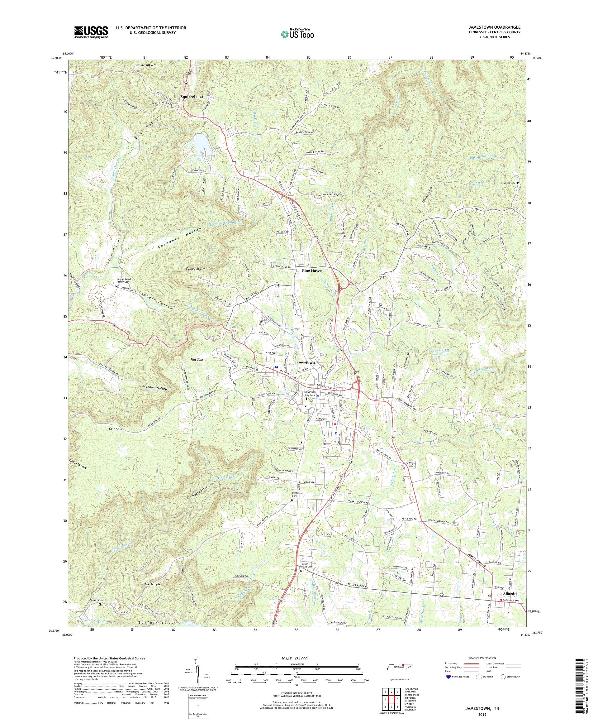 Jamestown Tennessee Us Topo Map – Mytopo Map Store