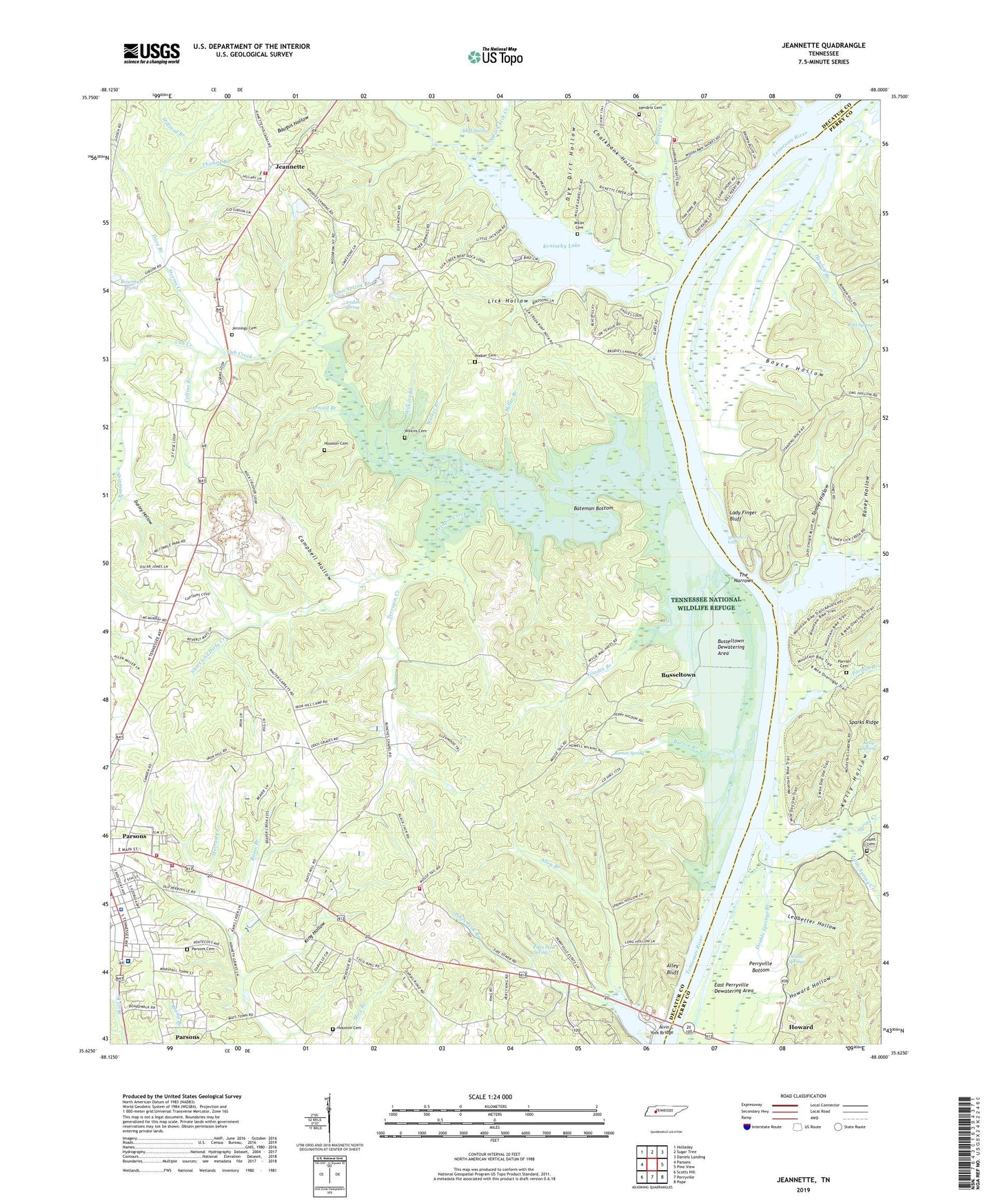Jeannette Tennessee US Topo Map Image