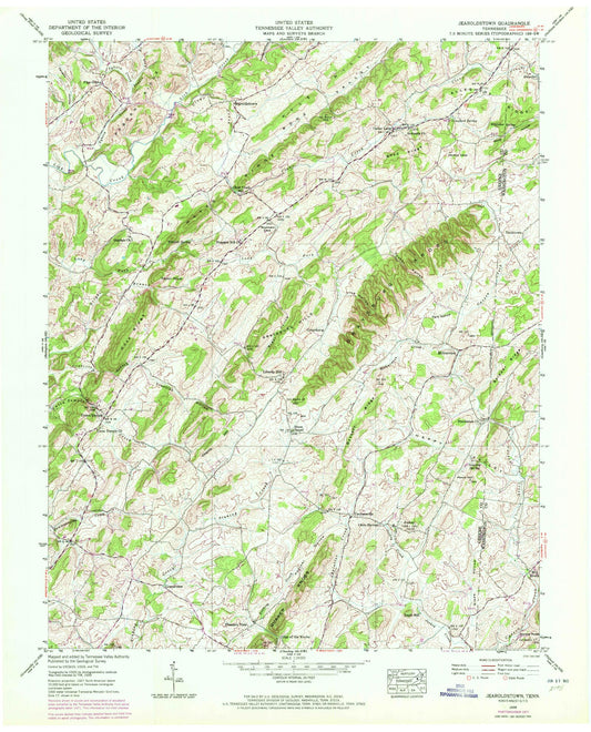 Classic USGS Jearoldstown Tennessee 7.5'x7.5' Topo Map Image