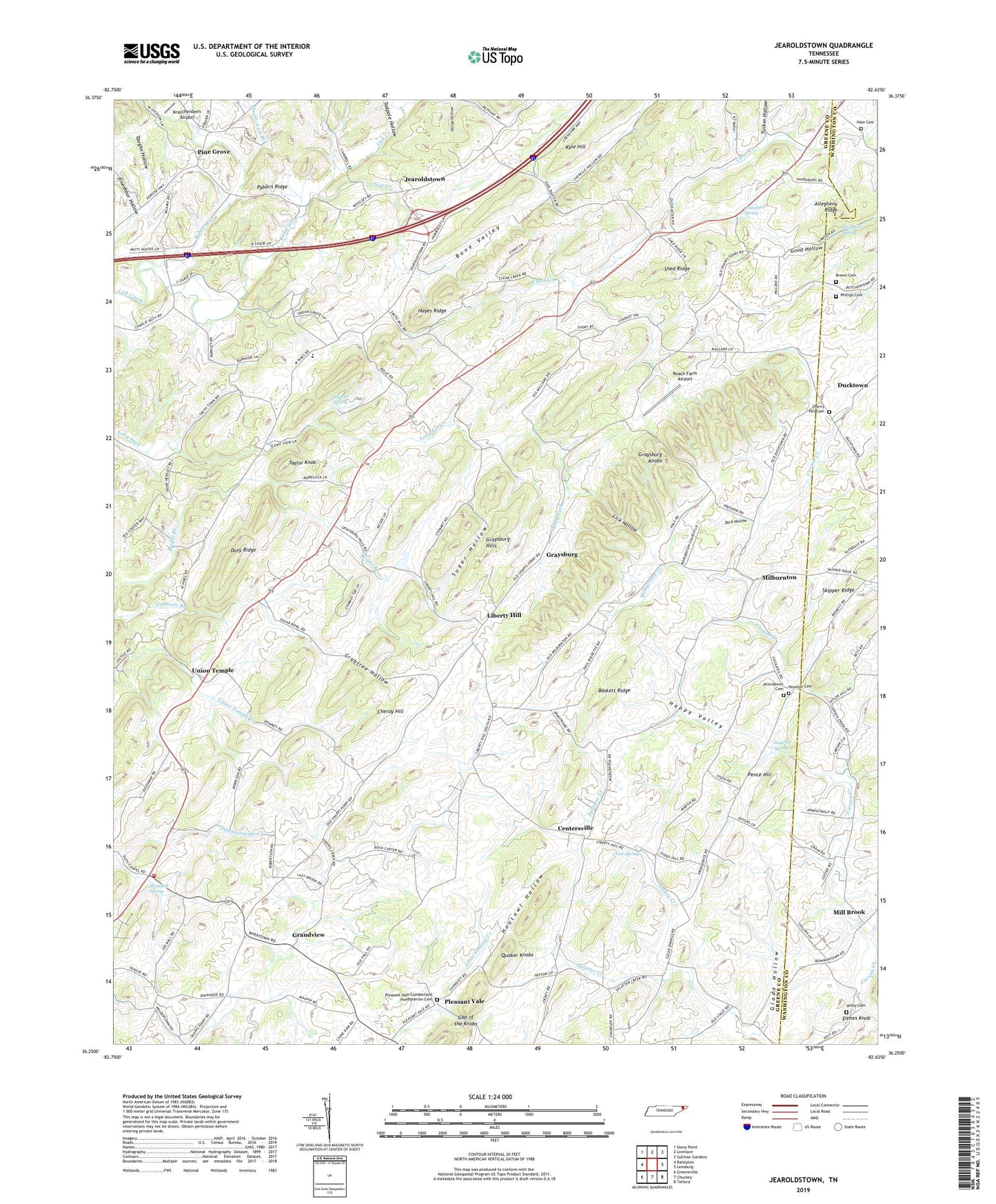 Jearoldstown Tennessee US Topo Map Image
