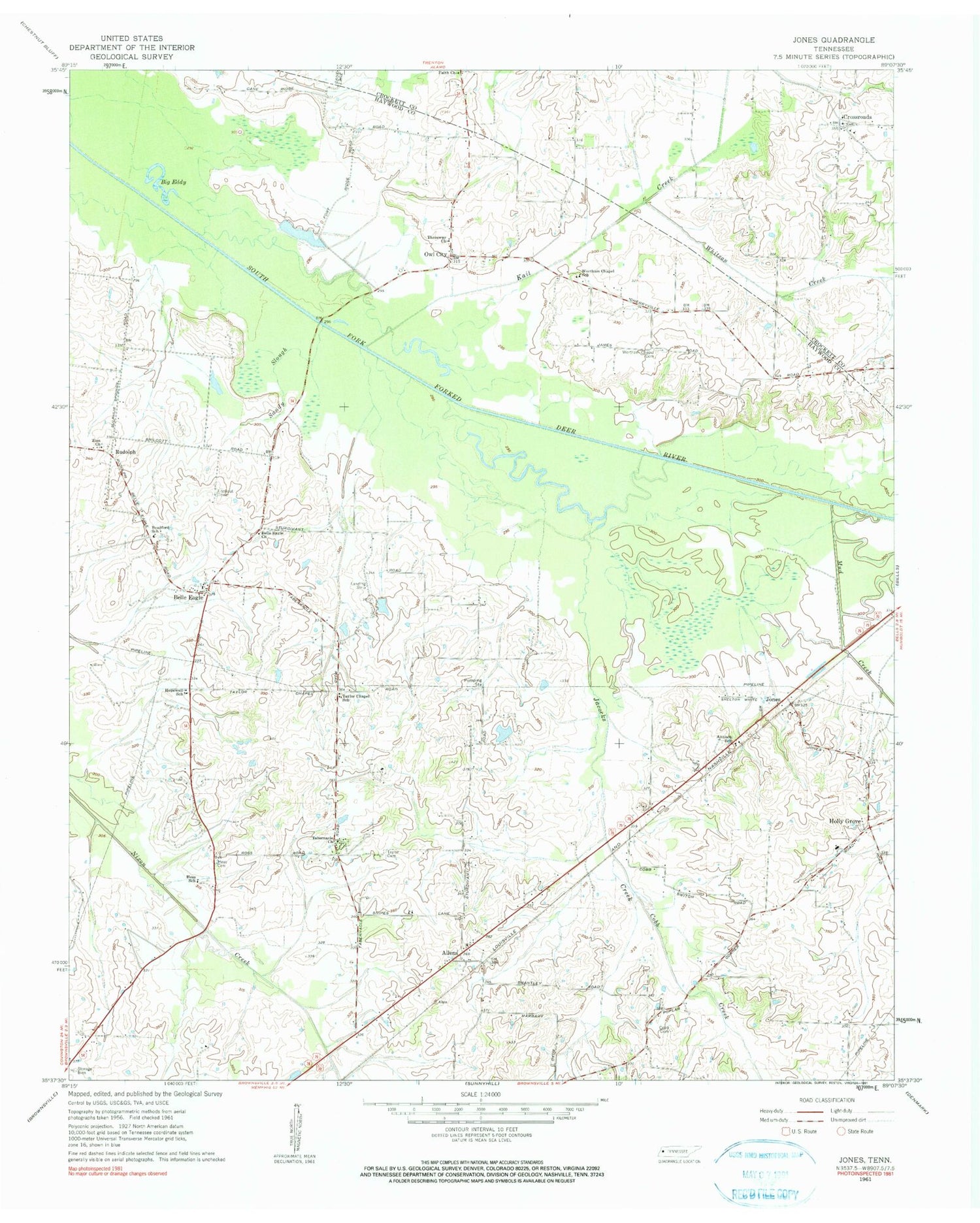 Classic USGS Jones Tennessee 7.5'x7.5' Topo Map Image