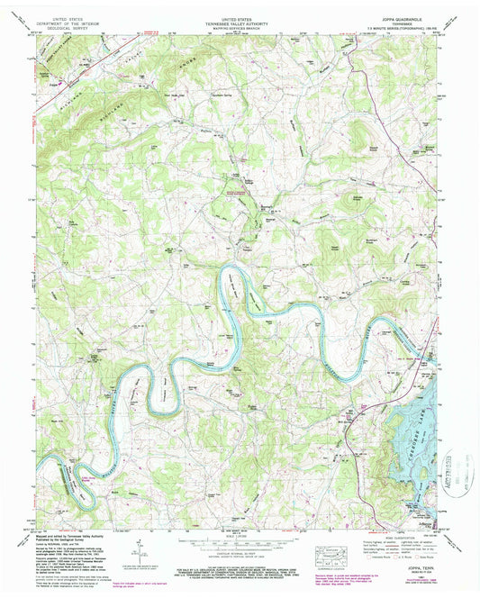 Classic USGS Joppa Tennessee 7.5'x7.5' Topo Map Image