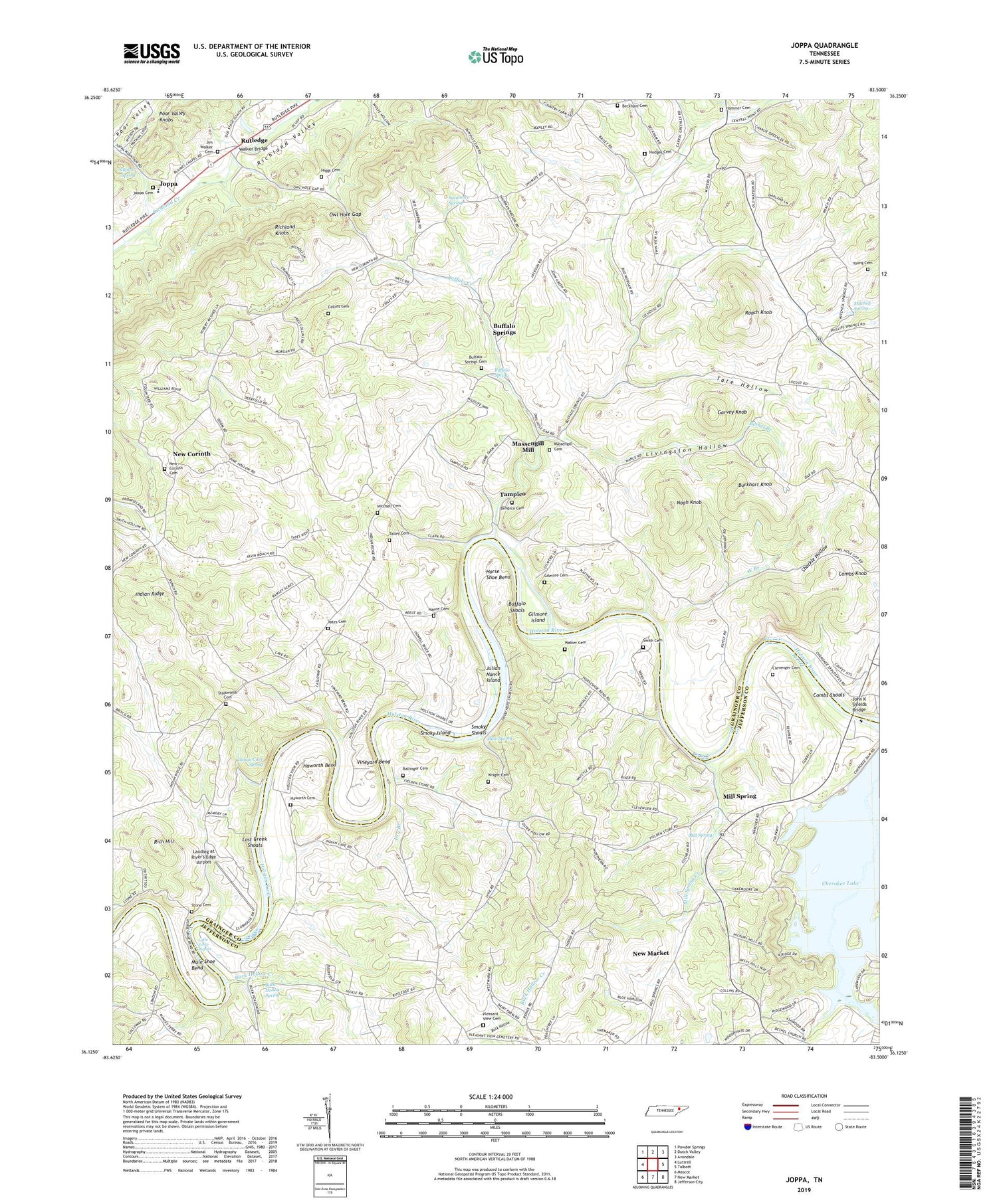 Joppa Tennessee US Topo Map Image