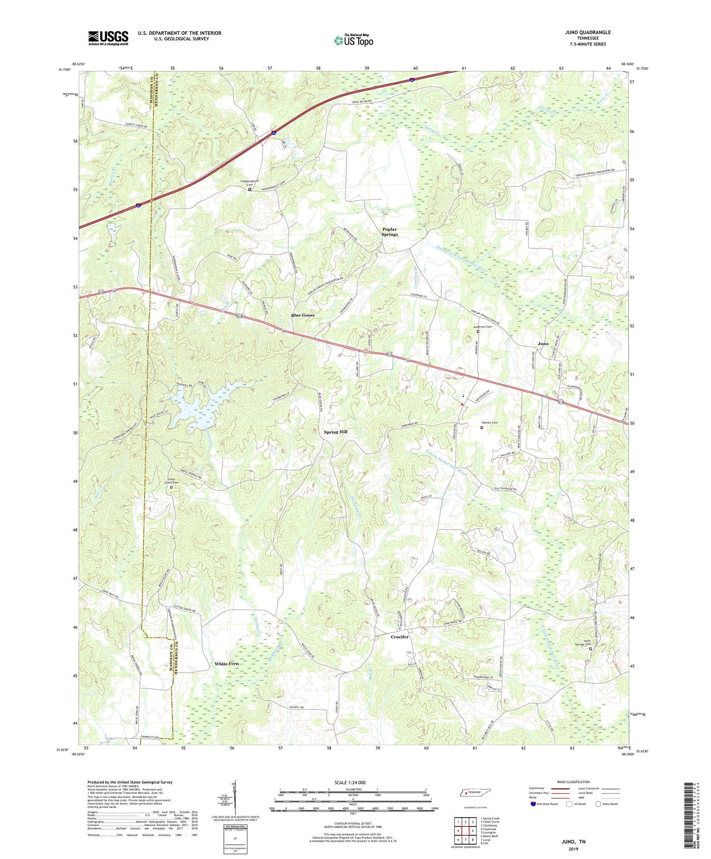 Juno Tennessee US Topo Map Image
