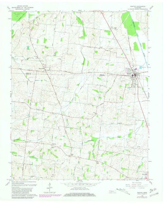 Classic USGS Kenton Tennessee 7.5'x7.5' Topo Map Image