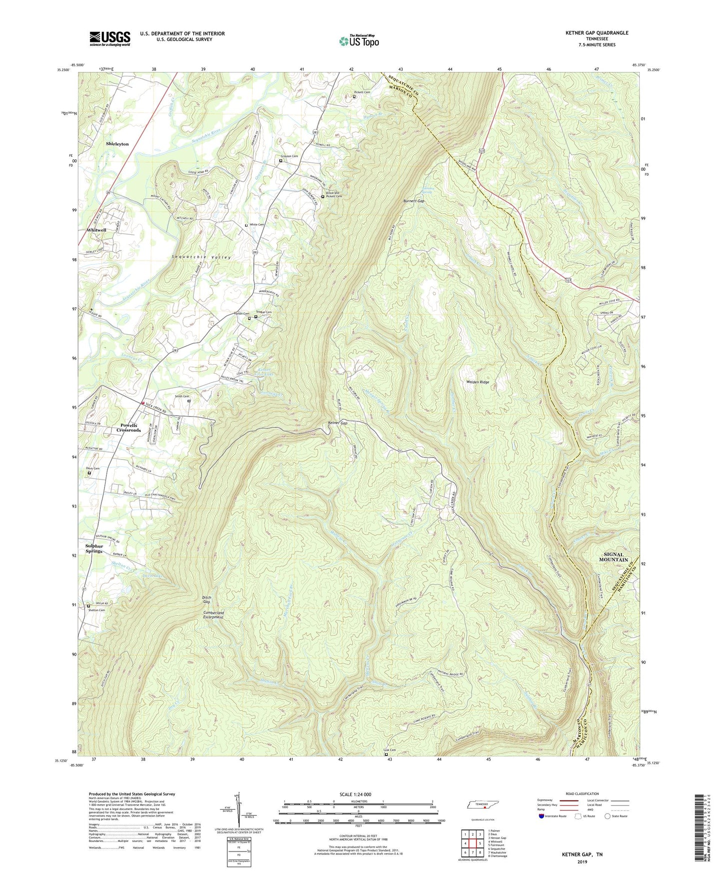 Ketner Gap Tennessee US Topo Map Image