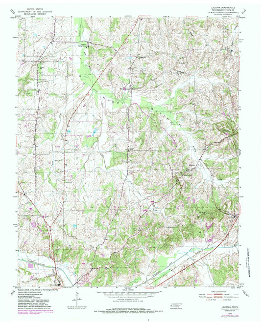 Classic USGS Laconia Tennessee 7.5'x7.5' Topo Map Image